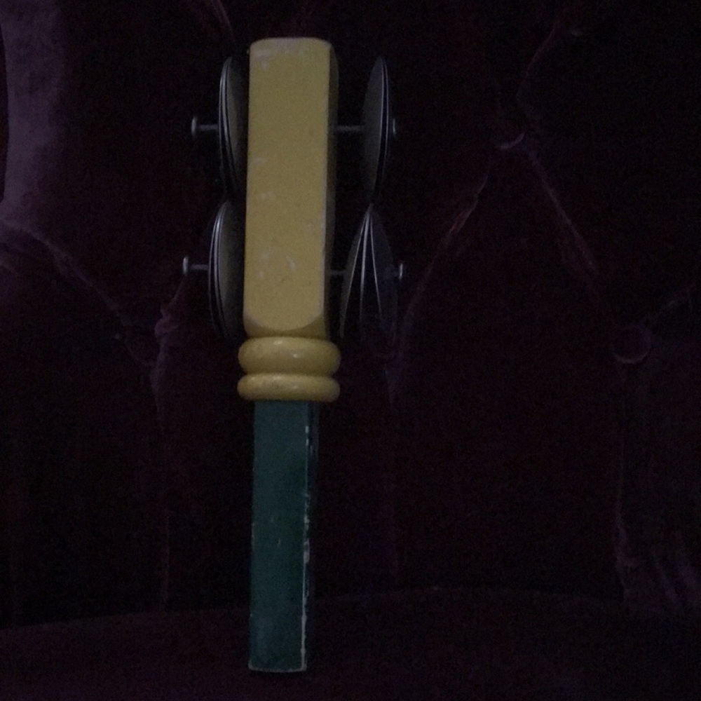 Hand Crafted Yellow and Green Decorative Accent Shaker Musical Instrument